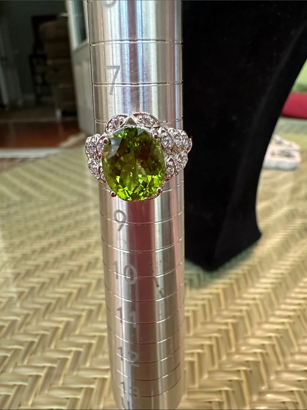Vibrant Green Crystal Cocktail Ring in Sterling